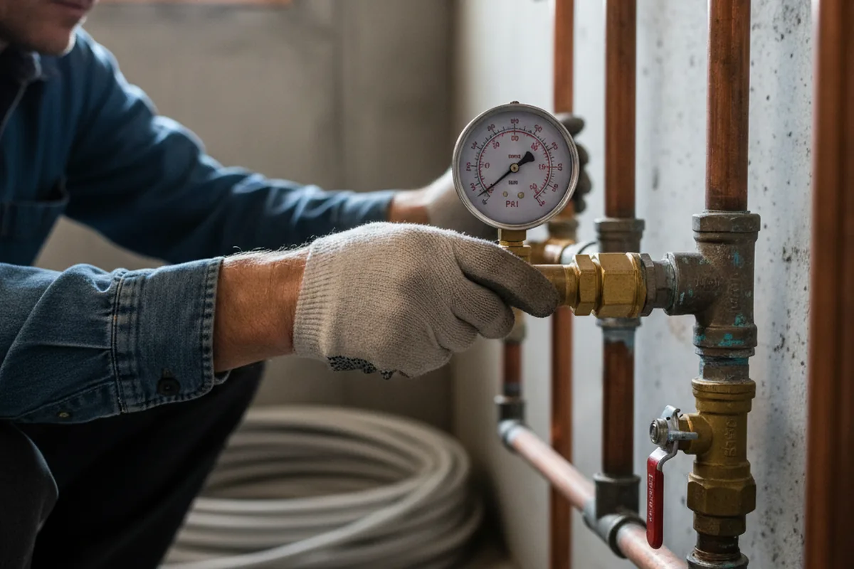 Pressure testing a repaired line during Water Line Repair in Toano